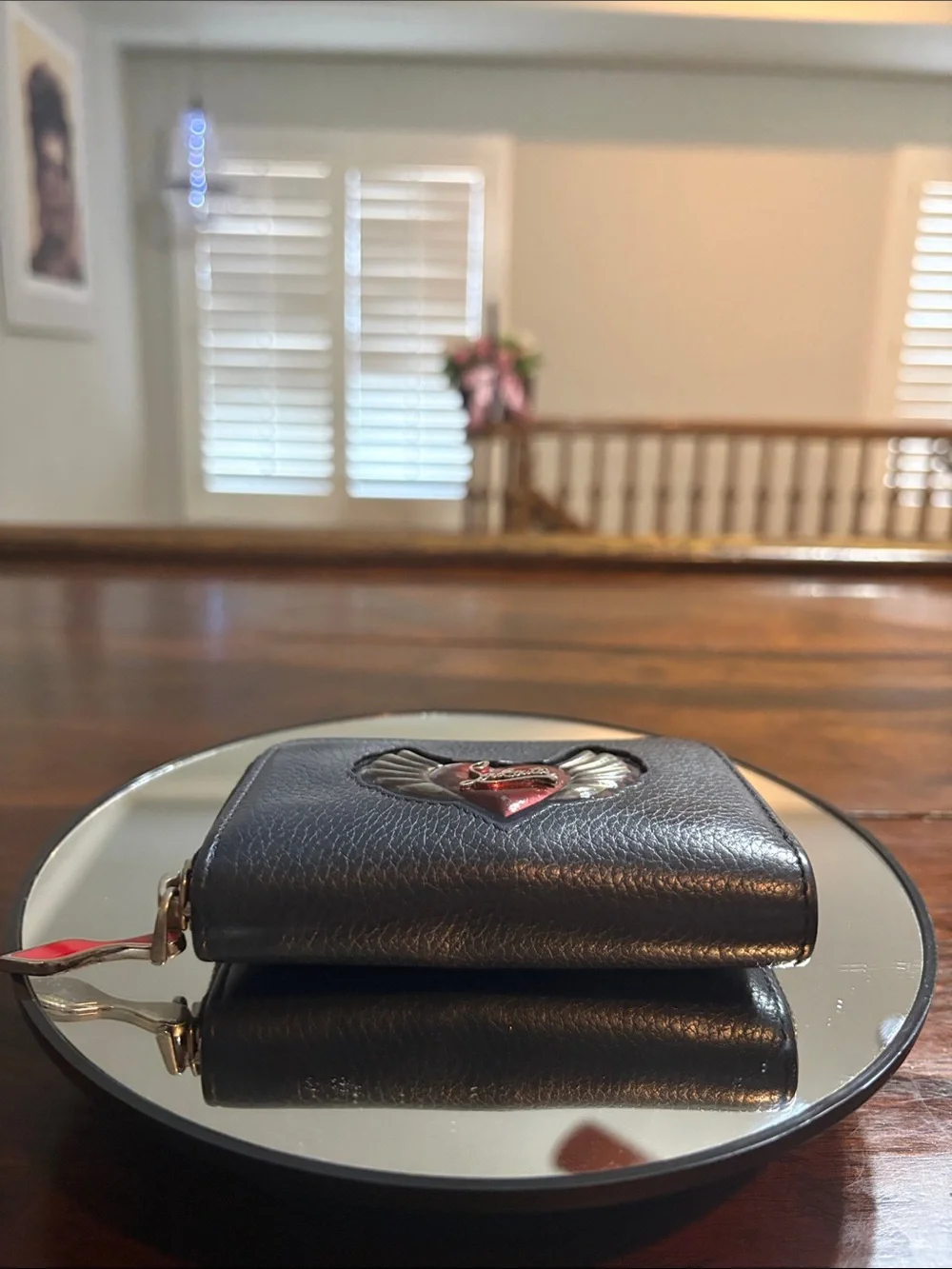 CHRISTIAN LOUBOUTIN Winged Heart Leather Wallet